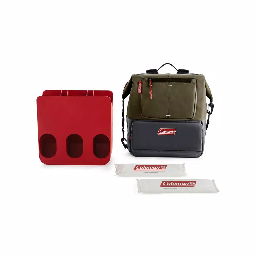 Coleman 4.5QT Convertible Can-Dispensing Backpack Cooler with Reusable Ice Packs, Olive