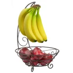 Home Basics Bronze Fruit Basket with Banana Tree Stand, Elegant Scroll Design Steel Fruit Bowl thumbnail 1