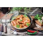 MasterPan 11 in. 3-Ply Stainless Steel Non-Stick Wok with Glass Lid thumbnail 5