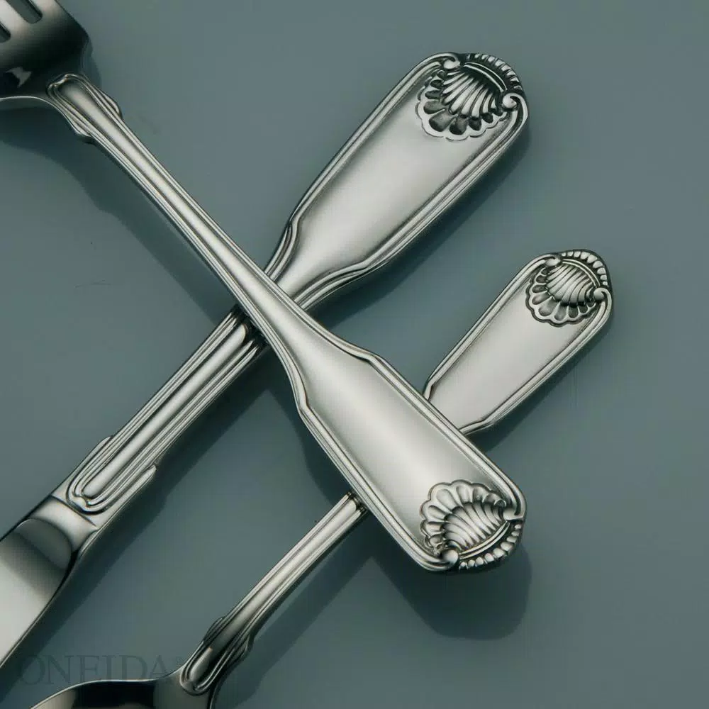 Oneida Classic Shell 18/10 Stainless Steel Tablespoon and Serving Spoons Set of 12