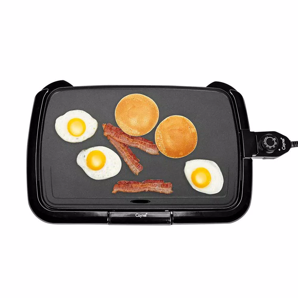 Boyel Living 1200W Electric Nonstick Griddle, Large 16x10 Inch Square Countertop Grill with Warming Function, Black