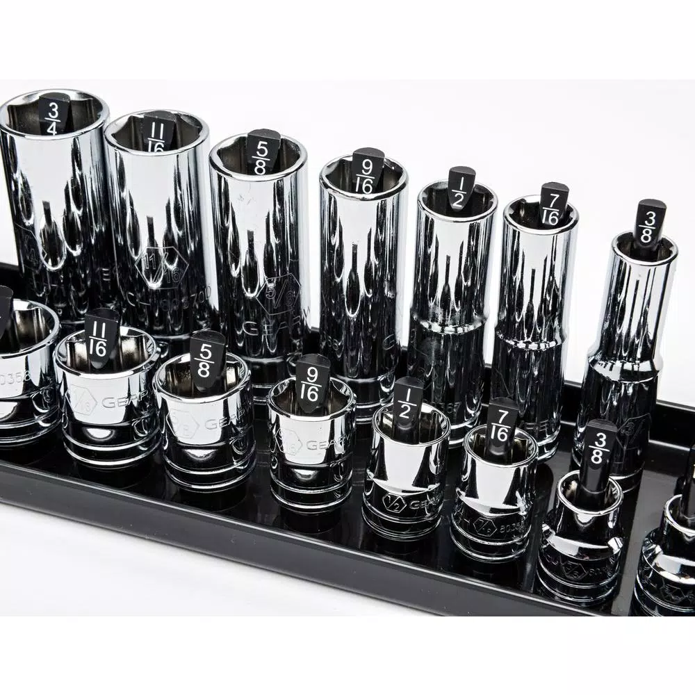 GearWrench 3-Piece Socket Tray Set for 1/4 in., 3/8 in., and 1/2 in. Drive Sizes