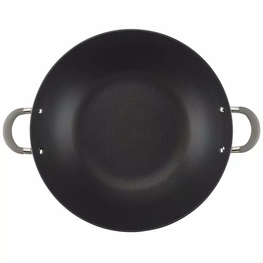 Circulon Elementum 14-Inch Hard-Anodized Nonstick Covered Wok with Side Handles, Oyster Gray