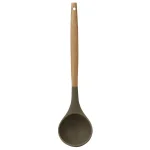 Home Basics Karina Grey Silicone Ladle with Easy Grip Beech Wood Handle, Heat Resistant & Non-Stick Safe thumbnail 1