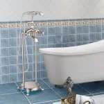 Vanity Art 40 in. Freestanding Single-Handle Claw Foot Tub Faucet with Hand Shower, Brushed Nickel thumbnail 1