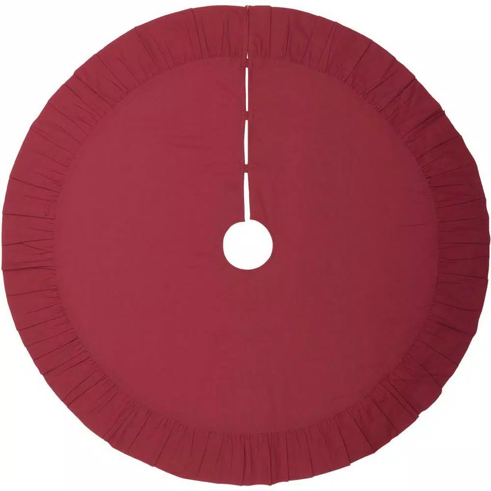 VHC Brands 48 in. Jonathan Plaid Traditional Christmas Tree Skirt - Red, Olive Green & Tan