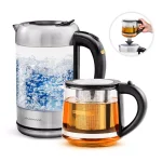 Ovente KG612S 1.7L Glass Electric Kettle with ProntoFill Technology and Reusable Teapot Infuser, Silver thumbnail 1