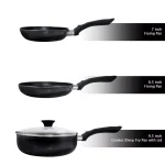 Classic Cuisine Allumi-Shield 15-Piece Nonstick Aluminum Cookware Set with Lids, Black thumbnail 4