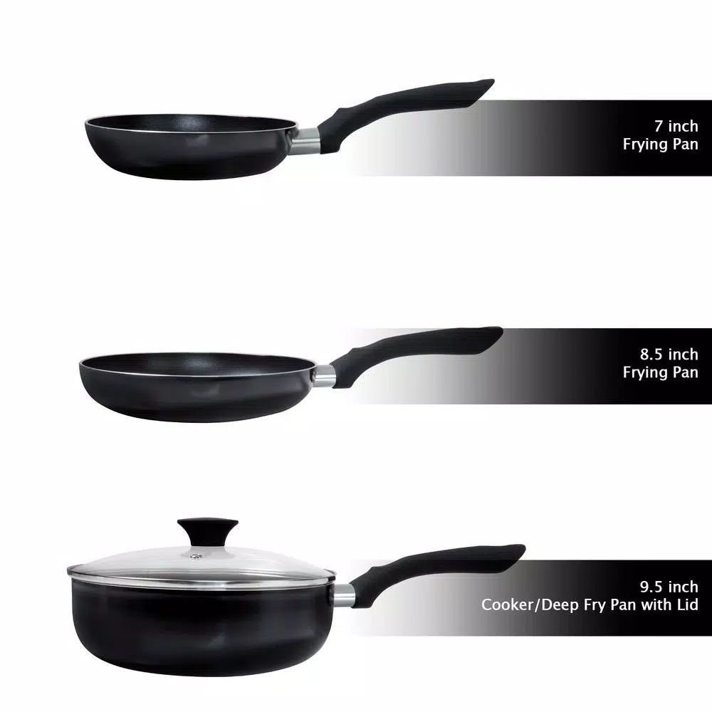 Classic Cuisine Allumi-Shield 15-Piece Nonstick Aluminum Cookware Set with Lids, Black