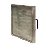 Elegant Designs Our Nest Rustic Gray Wooden Decorative Serving Tray with Black Metal Handles thumbnail 5