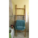 MGP 5 ft. Solid Bamboo 5-Bar Ladder Towel Rack - Natural Sand Finish thumbnail 6