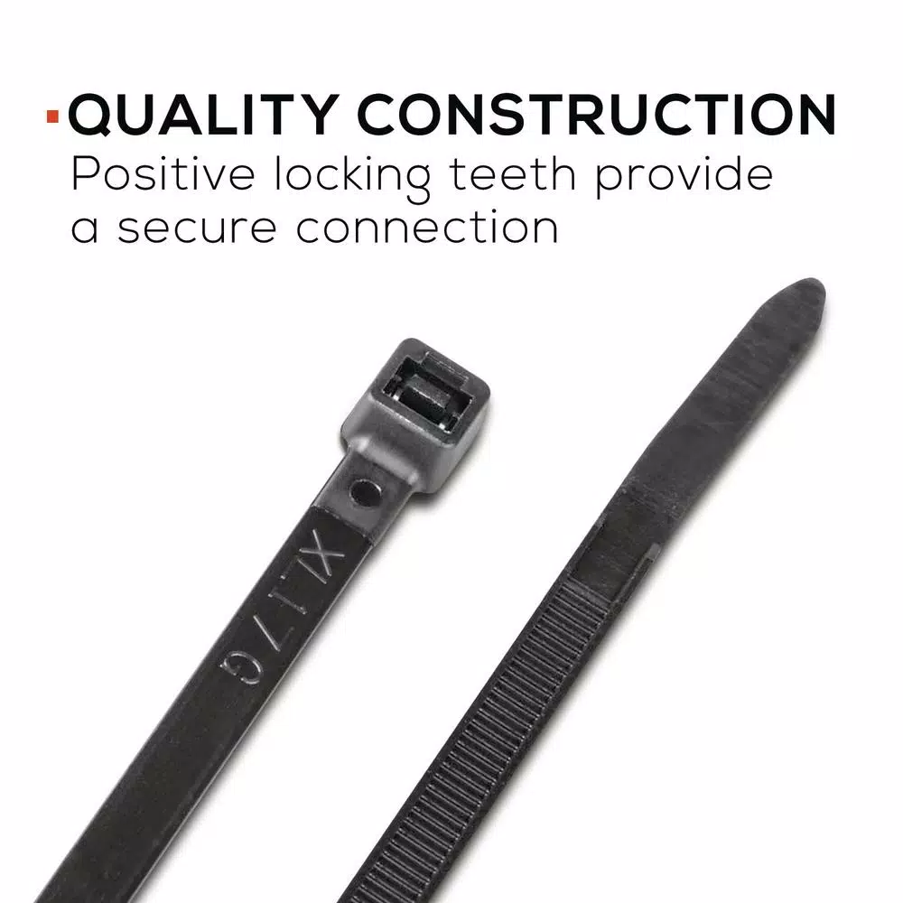 TR Industrial 12 in. UV Resistant Nylon Cable Ties, Black (500-Pack)