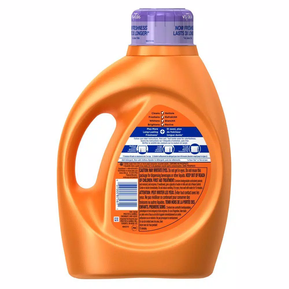 Tide Plus Febreze Freshness Liquid Laundry Detergent, Spring and Renewal, 92 oz (48 Loads)