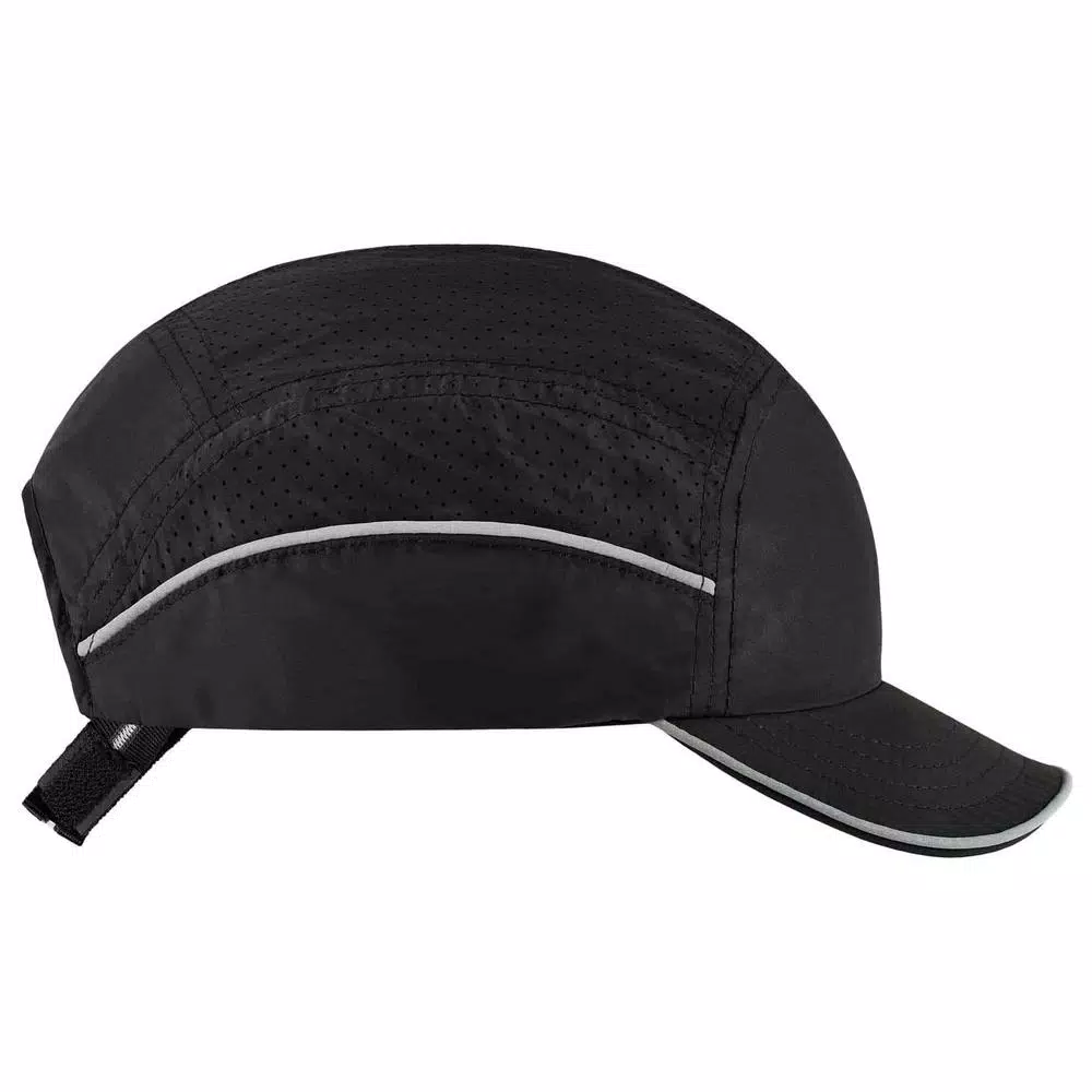 Skullerz 8955 Lightweight Vented Bump Cap - Black Short Brim