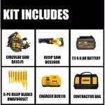 DEWALT DCS575T1 FLEXVOLT 60V MAX 7-1/4 in. Brushless Circular Saw Kit with 6.0Ah Battery & Recip Saw Bonus thumbnail 2