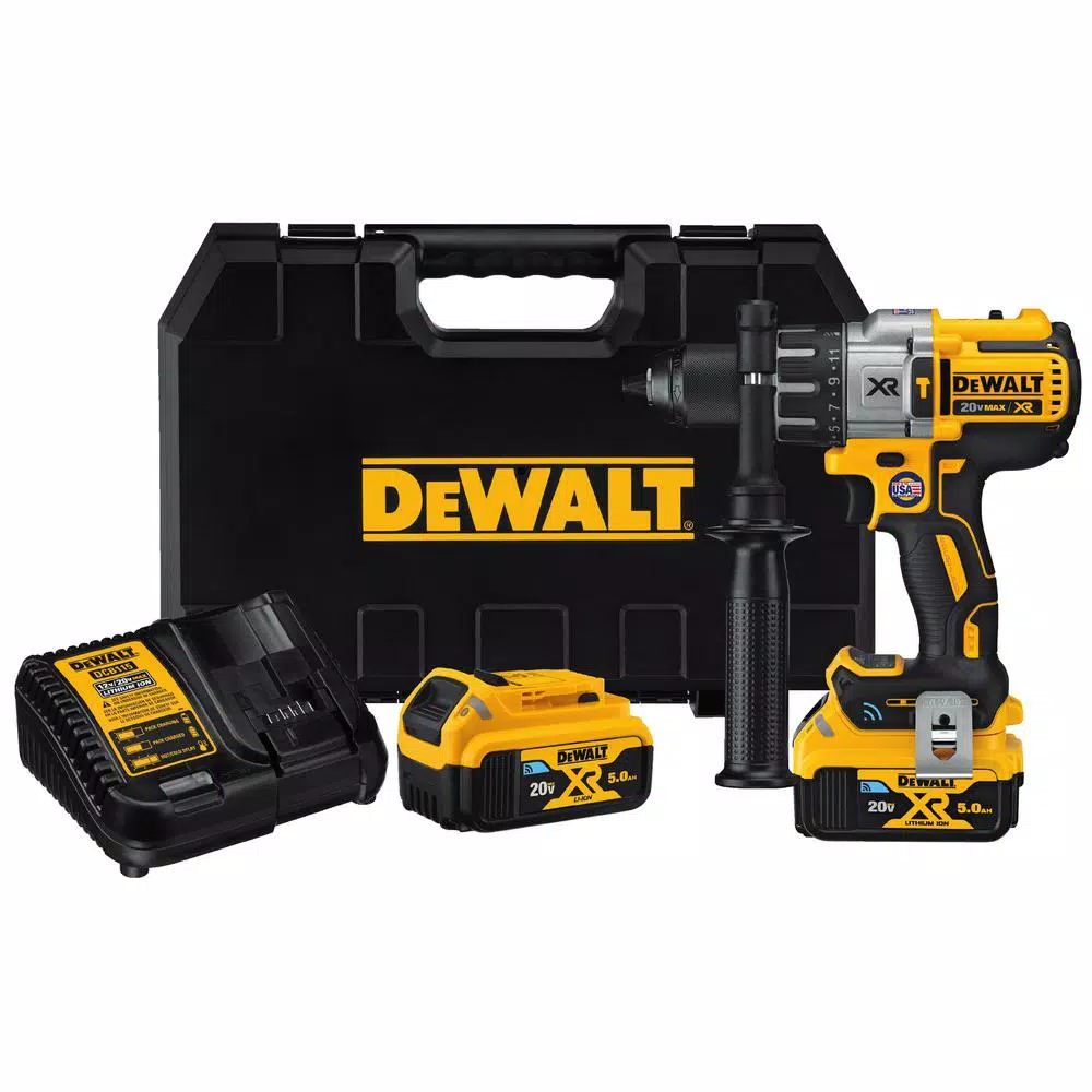 DEWALT 20V MAX XR 1/2 in. Brushless Hammer Drill/Driver Kit with Tool Connect, (2) 5 Ah Batteries & Charger