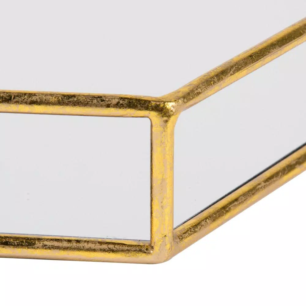 Kate and Laurel Felicia Gold Decorative Hexagon Mirrored Metal Tray