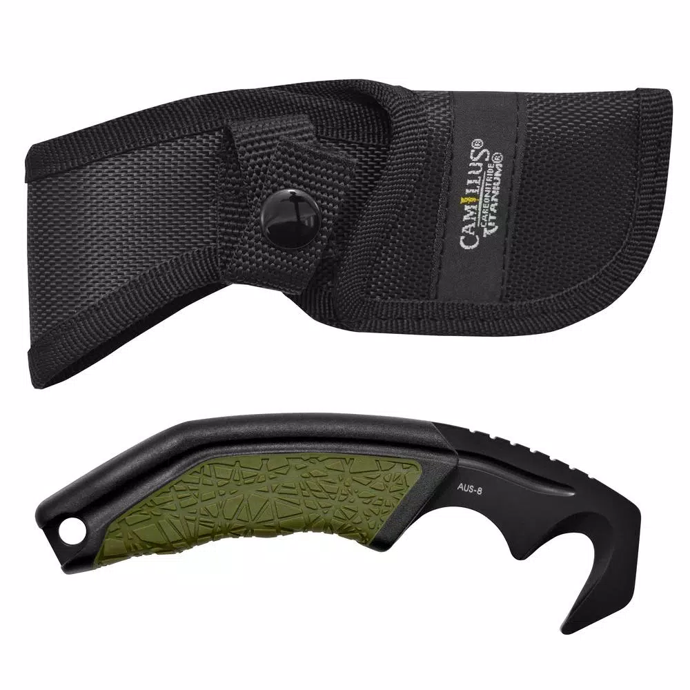 Camillus GH-6 Gut Hook Fixed Blade Knife with Carbonitride Titanium Coating and Sheath