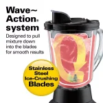 Hamilton Beach Wave Crusher 800W Blender with 40 oz. Pitcher and 20 oz. Travel Jar, Gray thumbnail 7