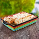 Gibson Pueblo Springs 3-Piece Stoneware Bakeware Set, Assorted Colors, Rectangular Ceramic Baking Dishes thumbnail 4