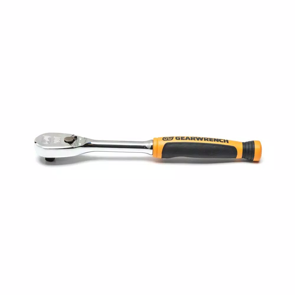 GearWrench 1/4 in. Drive 90-Tooth Dual Material Teardrop Ratchet, 6 in.