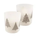 LUMABASE Christmas Trees Silver LED Battery Operated Glass Candles, Set of 2 thumbnail 1