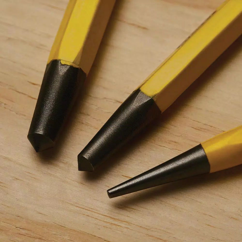 Stanley 12-Piece Punch and Chisel Set, Forged One-Piece Construction, Yellow