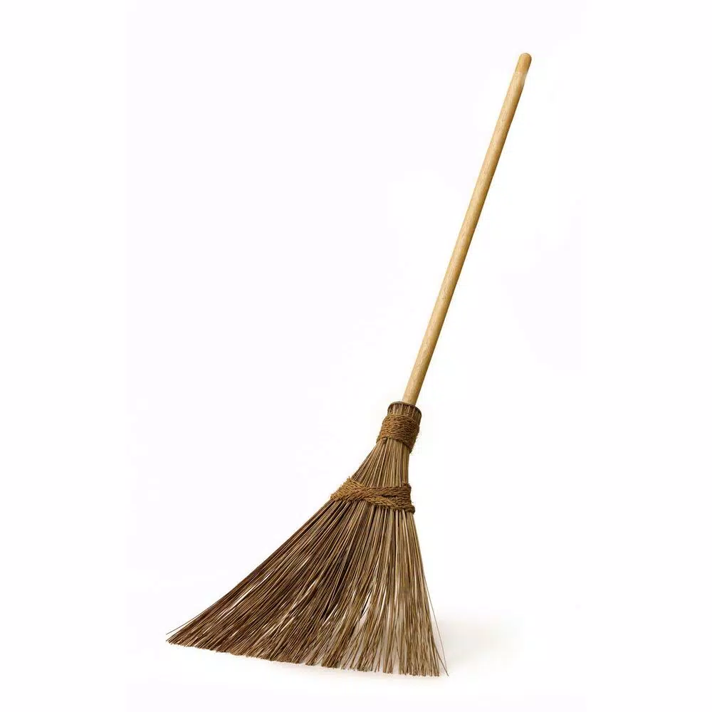 Unbranded 18 in. Multi-Surface Coconut Bristle Outdoor Garden Broom with Wood Handle