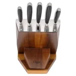 Ozeri 6-Piece Japanese Stainless Steel Knife Set with Rotating Acacia Wood Block and Tablet Holder thumbnail 5