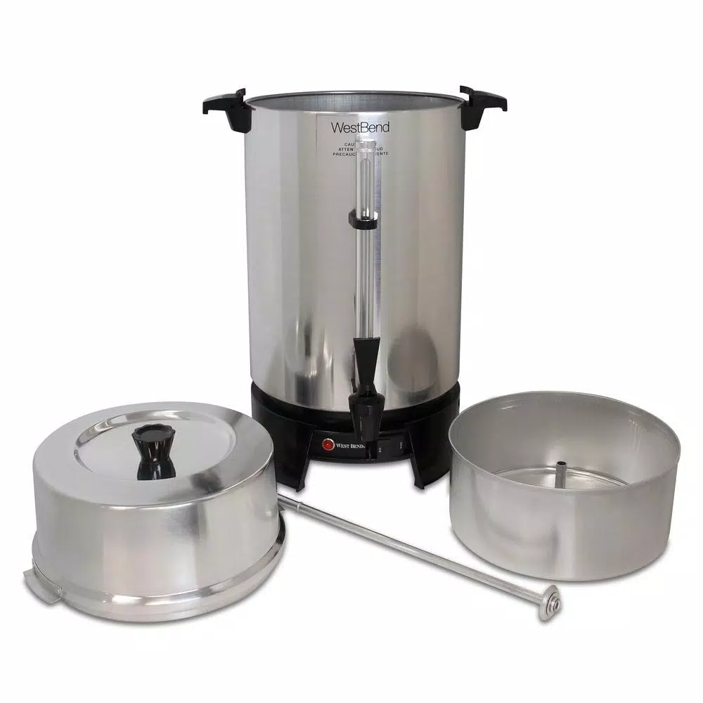 West Bend 100-Cup Silver Aluminum Commercial Coffee Urn with Automatic Temperature Control