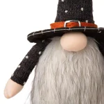 Glitzhome 20 in. Halloween Fabric Gnome Sitter Decor with Posable Hat and Faux Fur Beard thumbnail 3