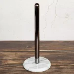 Creative Home Natural Marble Paper Towel Holder with Gunmetal Metal Pole, 12 in. Height thumbnail 2