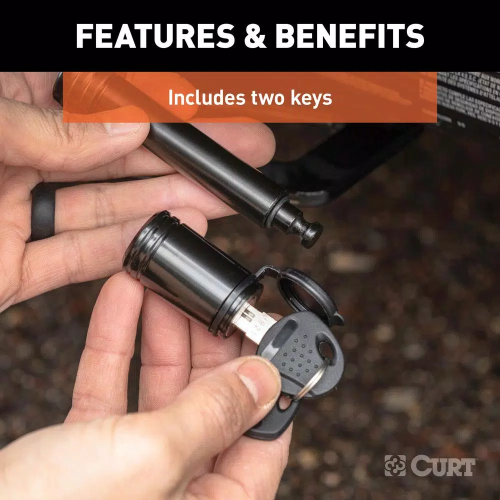 CURT 5/8" Barbell Hitch Lock for 2" Receiver, Black Steel