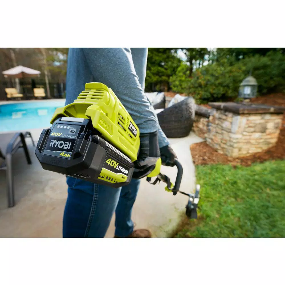 RYOBI 40V Lithium-Ion Expand-It Cordless Trimmer and Edger Kit with 4 Ah Battery and Charger