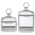 Home Decorators Collection Silver Stainless Steel Candle Lanterns, Set of 2 thumbnail 1