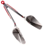 Chefright QuickScoop Red Colander Tongs with Soft Grips, Brushed Stainless Steel (Set of 2) thumbnail 6