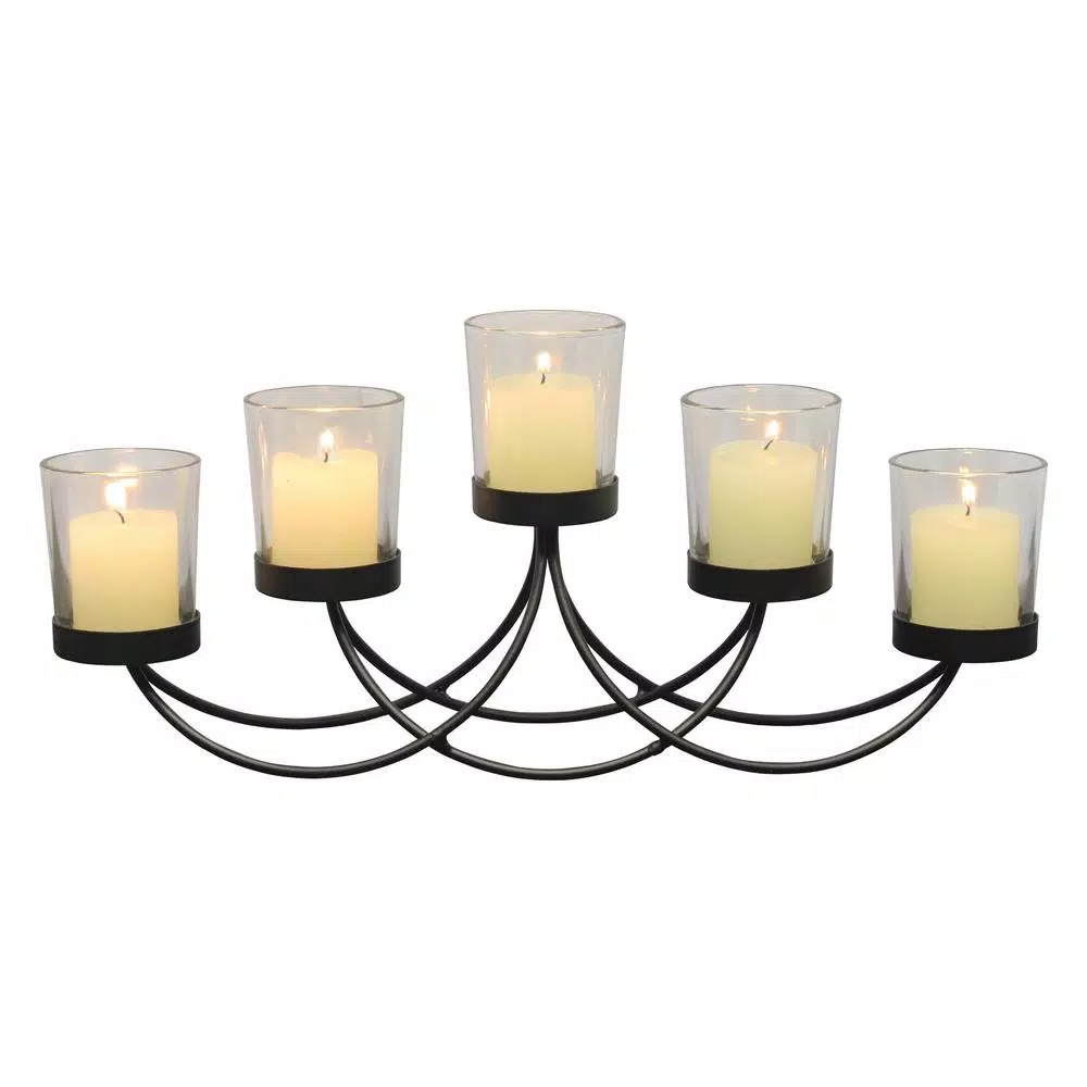 Stonebriar Collection Stonebriar Black Metal 5-Votive Candle Holder Centerpiece