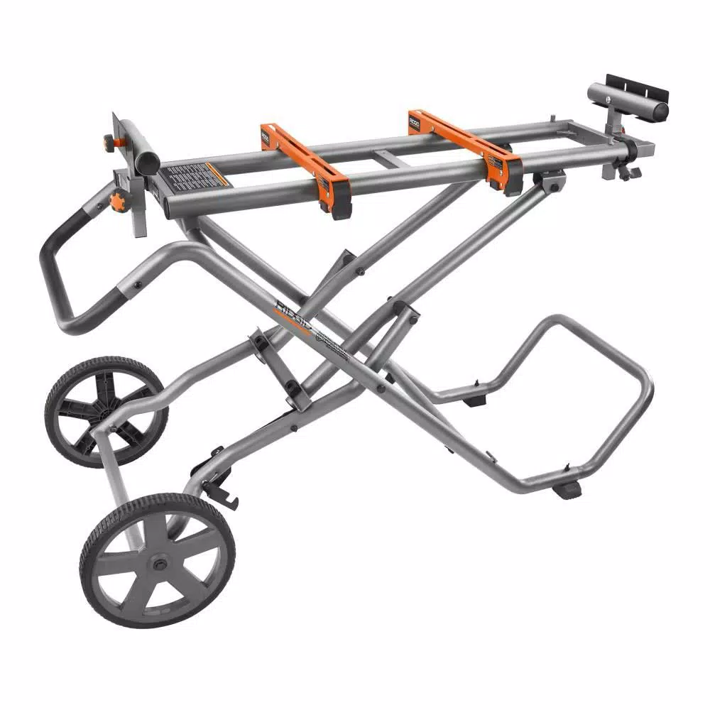 RIDGID 12 in. 15 Amp Dual Bevel Corded Miter Saw with LED and Universal Mobile Stand Kit