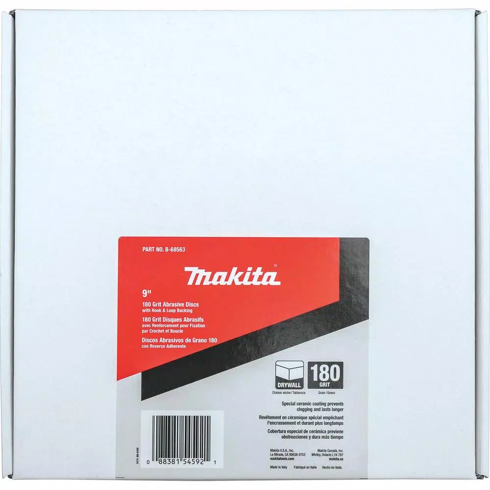 Makita 9 in. Round Abrasive Disc, 180-Grit, Hook & Loop, Ceramic (25-Pack)