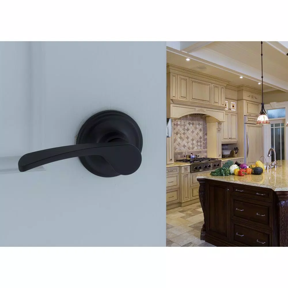 Copper Creek Scandinavian Kash Black Passage Lever Door Handle, Modern Interior Zinc Hardware