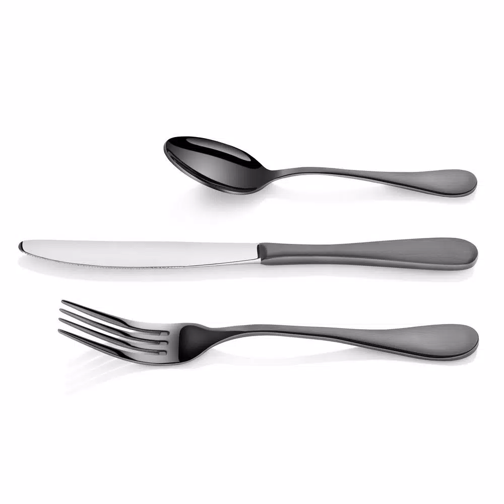 Artaste Rain 36-Piece 18/10 Stainless Steel Flatware Set, Black Titanium Finish, Service for 12