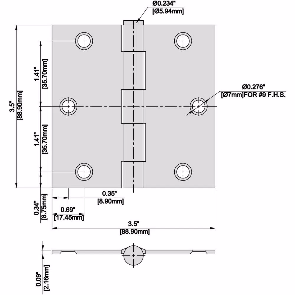 Everbilt 3-1/2 in. Square Corner Door Hinge, Satin Nickel, 24-Pack