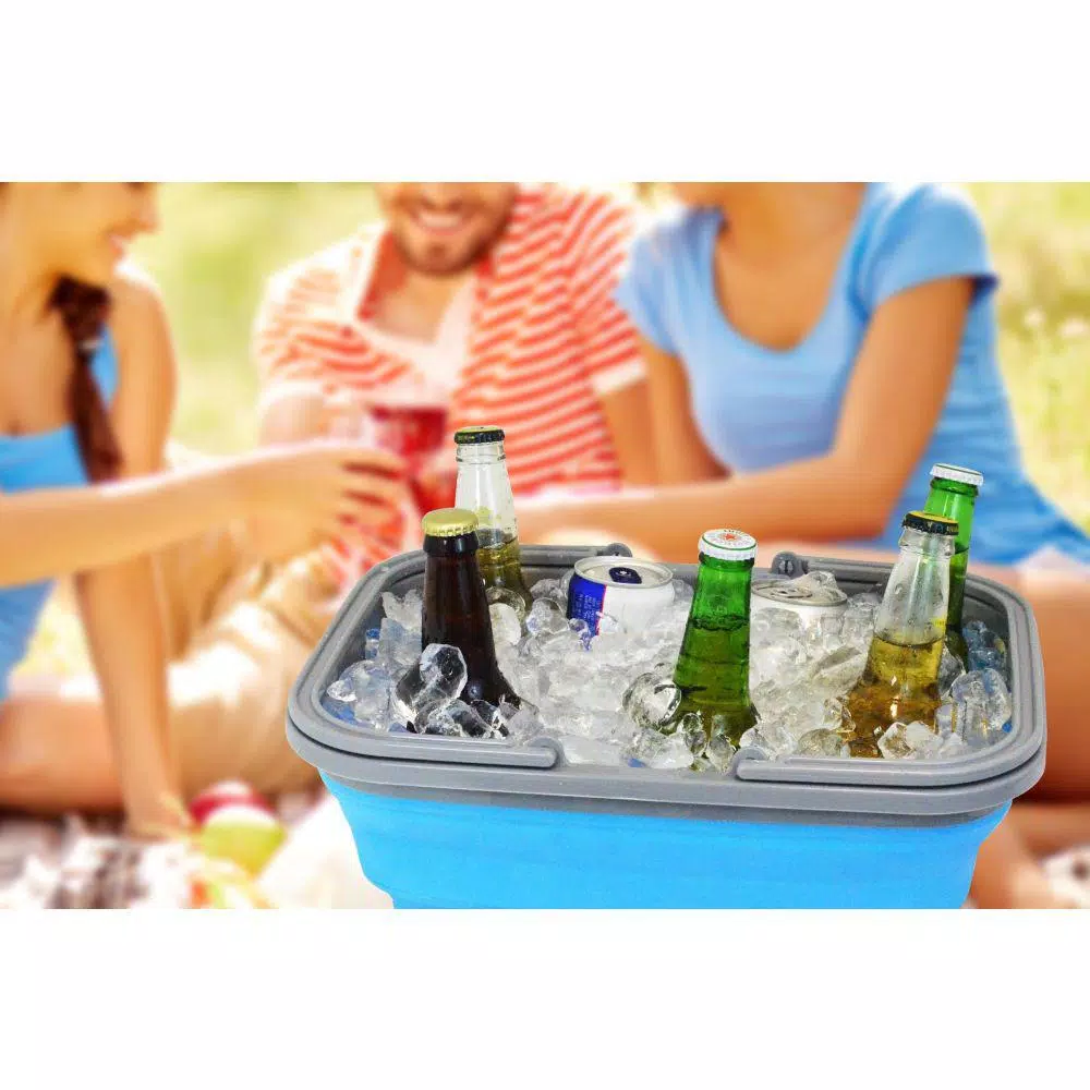 Southern Homewares 2.4 Gal. Blue Collapsible Bucket with Handle