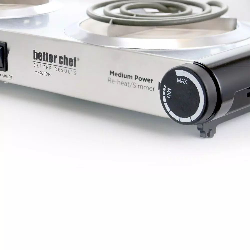 Better Chef 2-Burner Stainless Steel Dual Electric Cooktop Hot Plate, 1500W