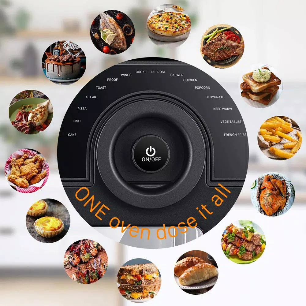 Geek Chef 1700W 15 Qt. Large Capacity Air Fryer with Rotisserie and 16 Preset Modes, Black