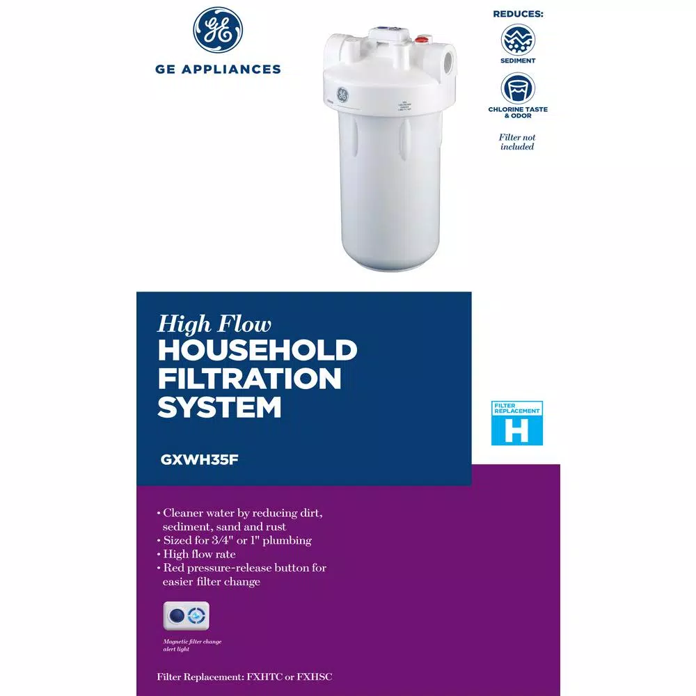 GE Heavy-Duty Whole House Water Filtration System, Sediment and Chlorine Reduction