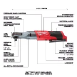 Milwaukee M12 FUEL 12V Lithium-Ion Brushless Cordless 3/8 in. and 1/2 in. Ratchet Kit with Two 3.0 Ah Batteries thumbnail 5