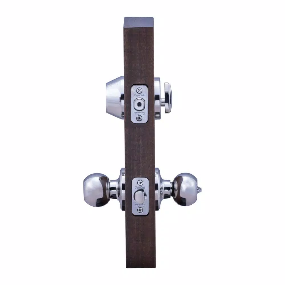 Copper Creek Soft Contemporary Polished Stainless Steel Entry Door Knob and Deadbolt Combo Set