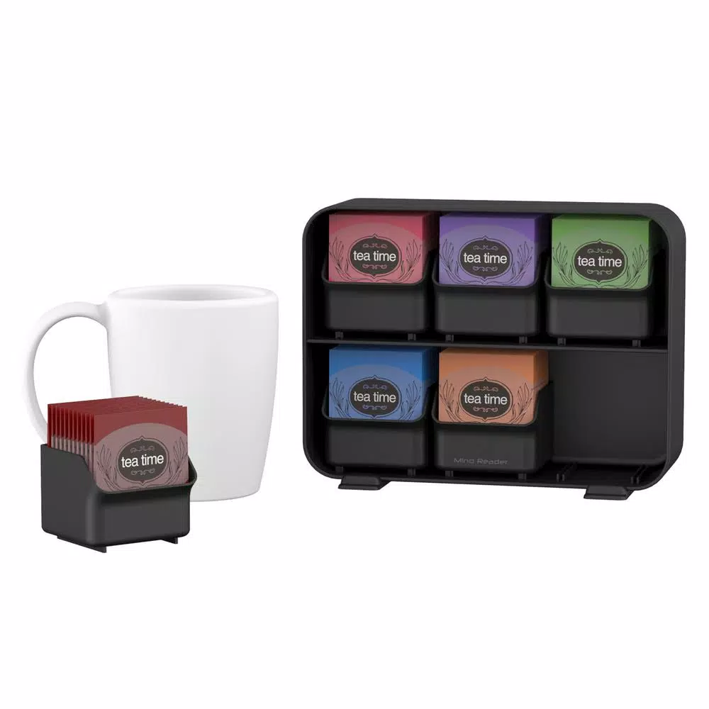 Mind Reader Clutch 6-Drawer Tea Bag Organizer Holder, 90-Bag Capacity, Black