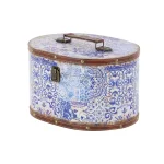 LITTON LANE Vintage Oval Wood and Faux Leather Case-Style Storage Boxes with Lids (Set of 2) thumbnail 5